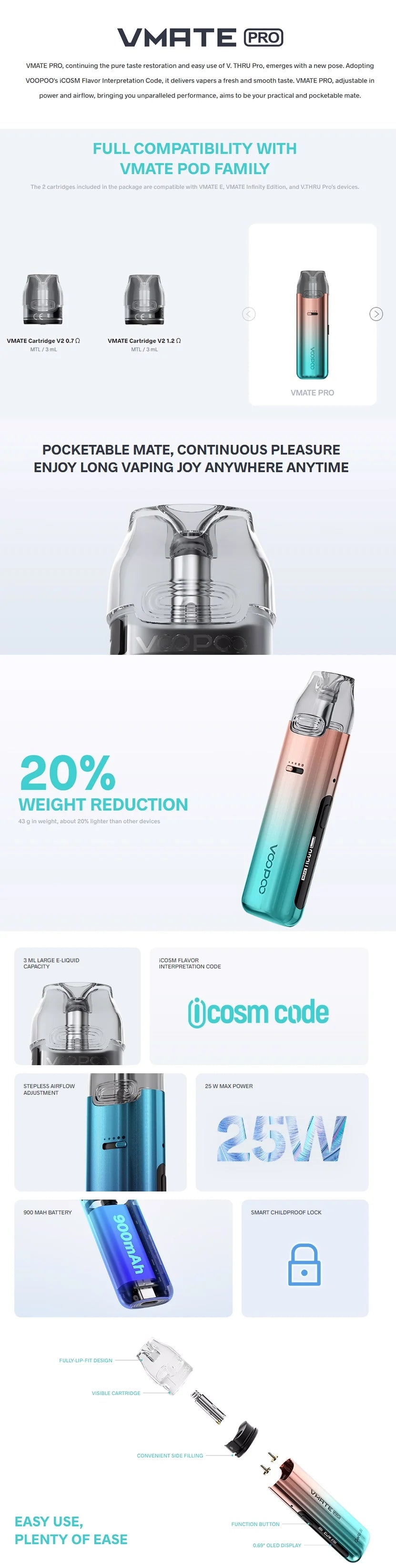 VOOPOO VMATE Pro主機套装(25W) 可調瓦數