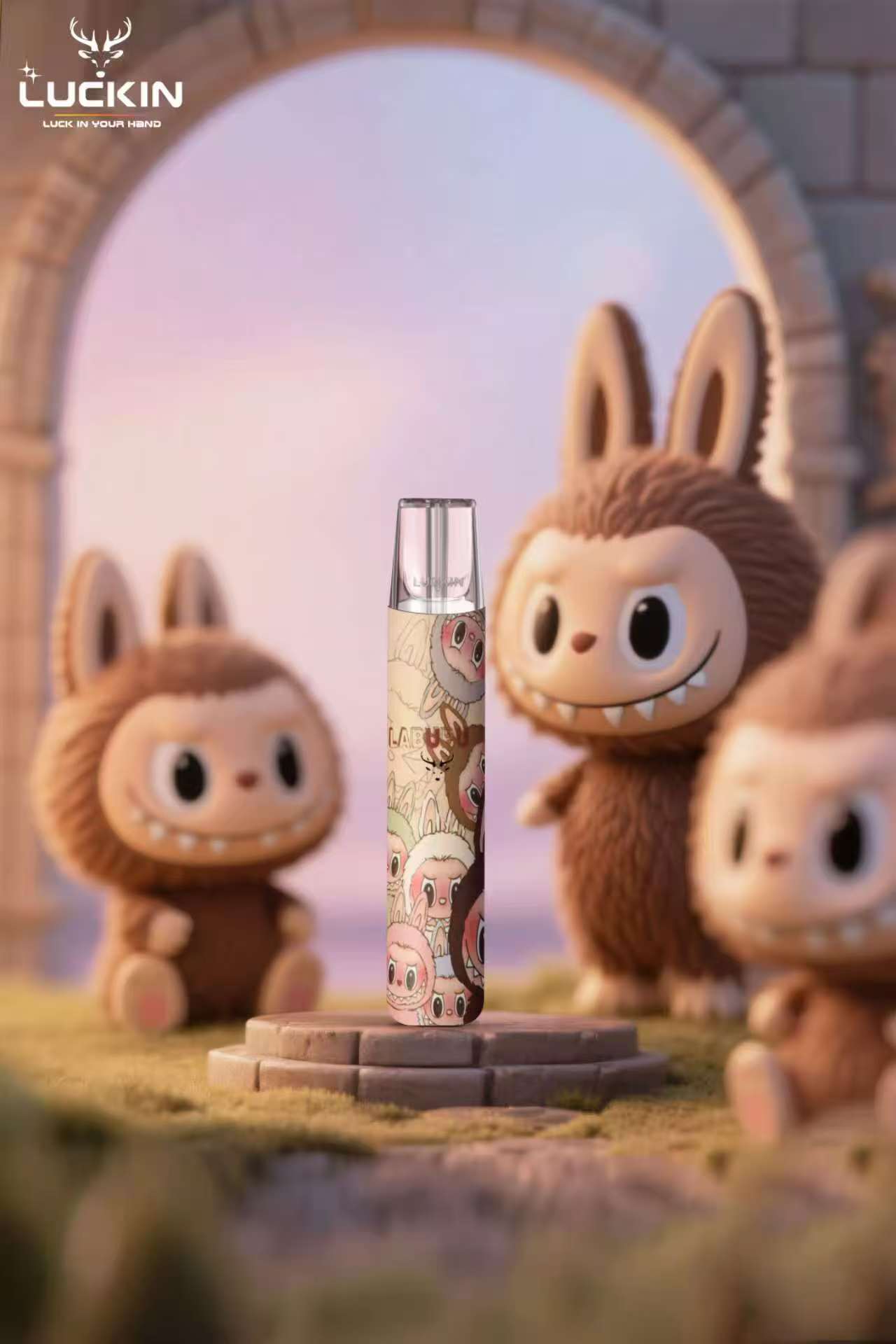 新品上市- LUCKIN 幸運一代主機卡通桿子 泡泡馬特拉布布Labubu潮玩聯名款 通配【一代SP2S KISS5 ILIA LANA等煙彈 】