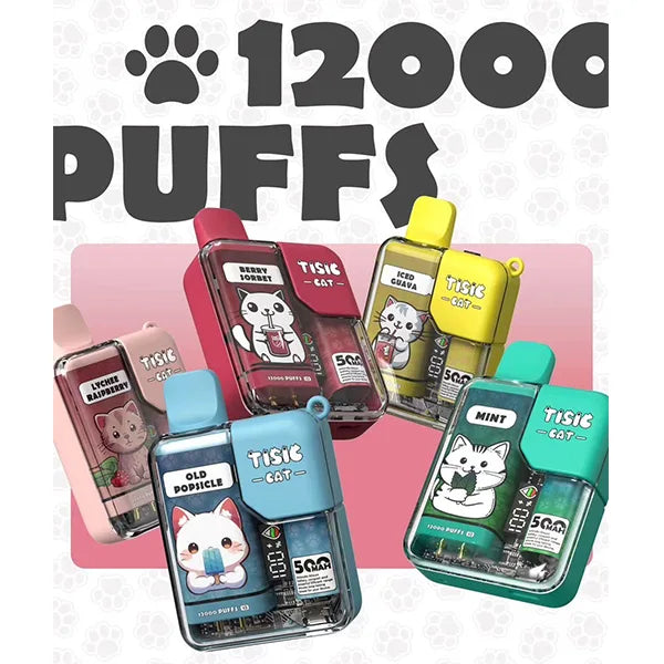 TISIC貓咪一次性電子煙12000口 功率可調整 4%濃度 -台灣現貨